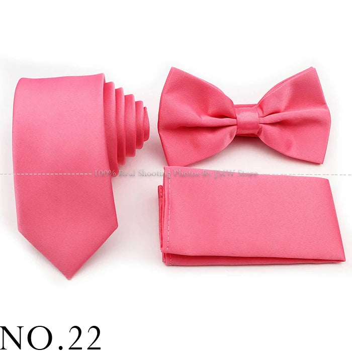 Hot Sale Purple Pink Sage Green Tie Set Polyester Necktie Bowtie Cufflink Brooch For Groom Suit Wedding Cravat Shirt Accessory