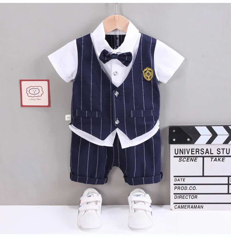 IENENS Baby Boys Short Sleeve Shirt + Shorts Suits Summer Birthday Party Clothes Sets 1 2 3 4 Years Kids Cotton Clothing Outfits