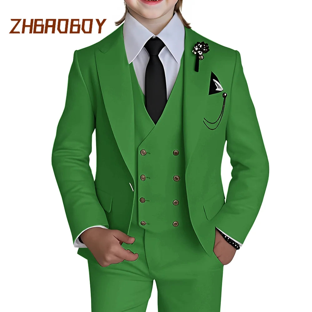 Boy's 3 Piece Suit Slim Fit Suit One Button Formal Wedding Suits Prom Dress Suit