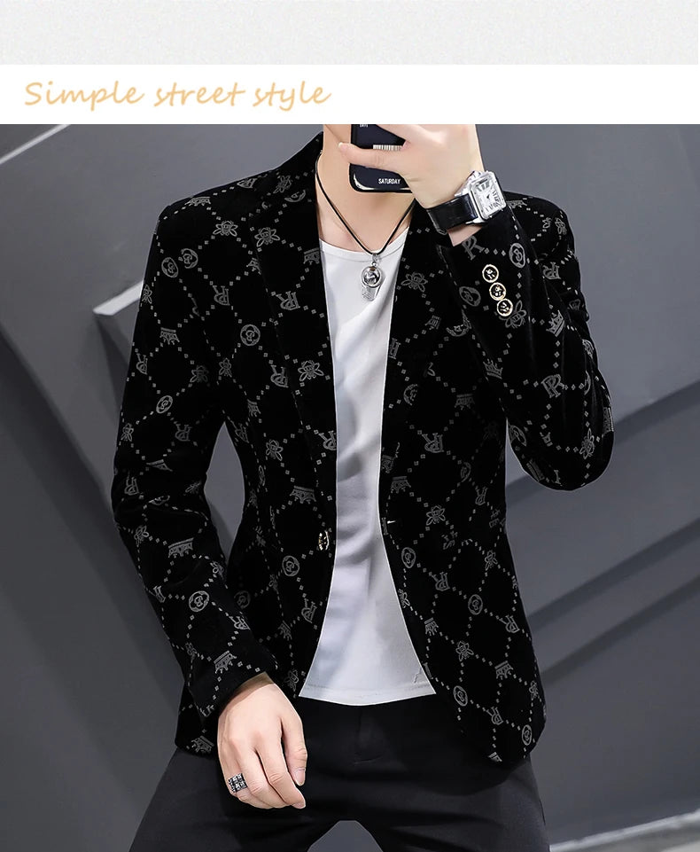 Fashion Handsome Slim Fit Corduroy Suit for Men High Quality Young Boutique Style Single Breasted West Coat M-5XL