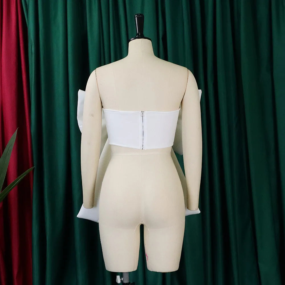 Sexy Blouse & Shirts for Woman Off the Shoulder Backless Big Bow Decorate Zipper Closure Fashion Ladies Evening Night Club Tops