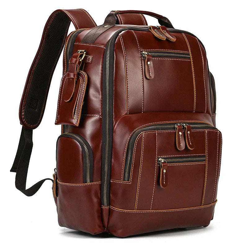 Newsbirds men's leather backpack retro luxury fashion style bagpack travel bag backpack school bag for man leather daypack men