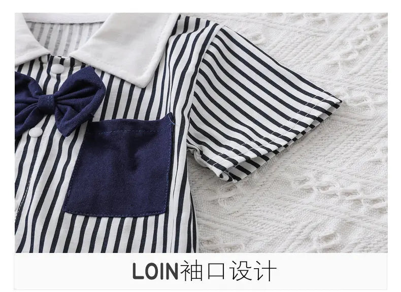 Summer Baby Girl Boy Clothing Gentleman Shirt Romper Body Lapel Short Sleeves Newborn Outfits Toddler Infant Jumpsuit