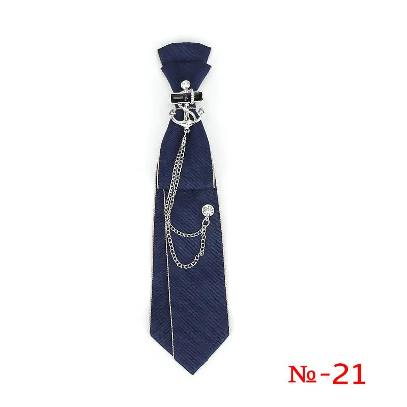 Retro Fabric Ribbon Rhinestone Black Bow Tie Collar Bowkont Cravat School Girl Boys Gifts for Women Clothing Jewelry Accessories