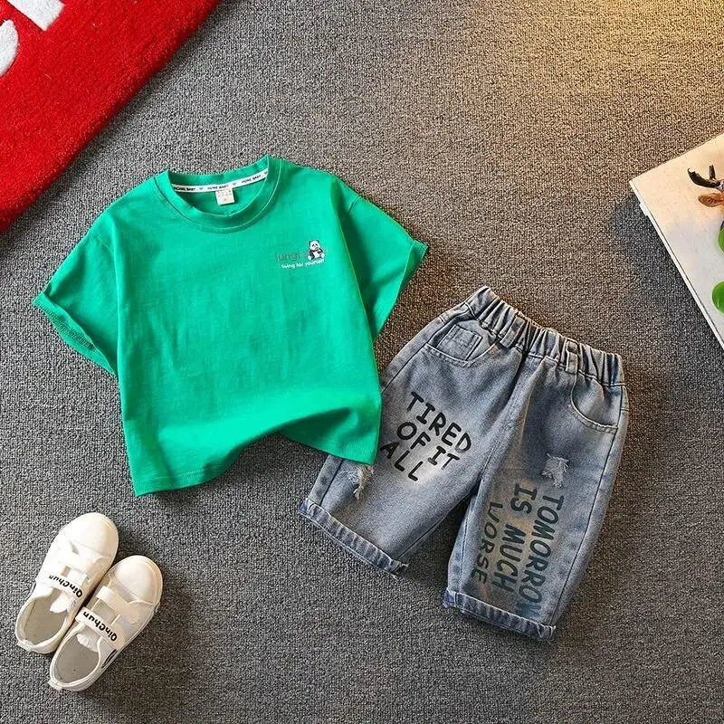 Summer Boys Clothing Set New Baby Children's Cartoon Short Sleeve T-shirt Shorts Two Piece Fashion Boys' Leisure Sports Set