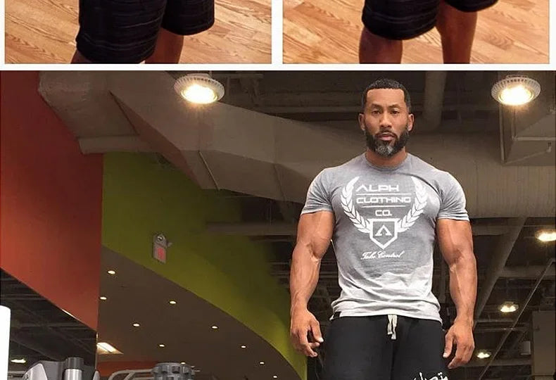 Men's Summer Skinny Short Sleeve Casual T-Shirt Male Gym Fitness Sport Running Workout Tight Tee Cotton Tops Sweatshirt Clothing