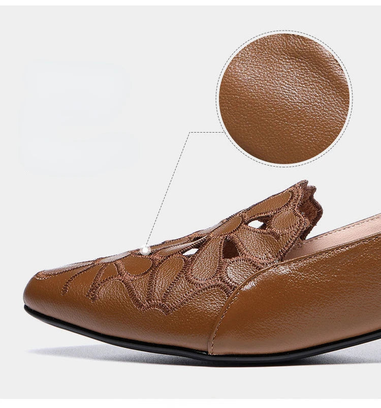 Mid Heel Casual Shoes for Women Heels Wedding Hollow Out Black Square Heel Formal Shoes Work Lady Fall Zapatilla Mujer 2023