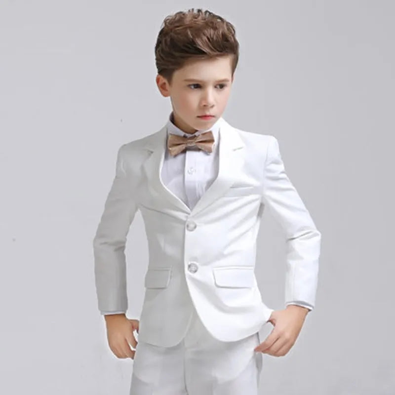 Formal Boys Suit For Wedding Children White Party Blazers Pants Baptism Outfit Kids Costume Gentlemen Teenager Prom Tuxedos Set
