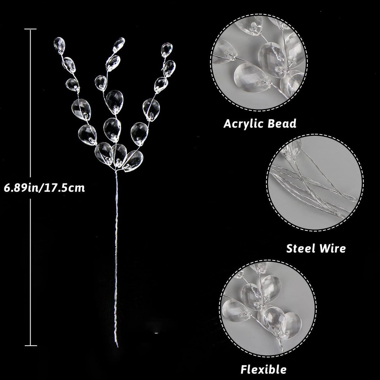 30/50pcs Artificial White Crystal Acrylic Water Droplet Handmade Wedding Bridal Bouquets Wreath Table DIY Gift Decor Accessories