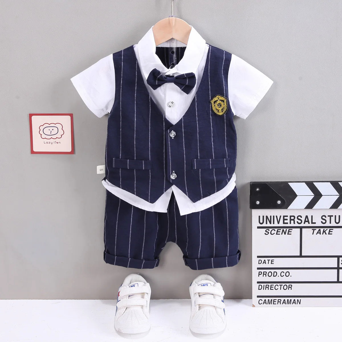 IENENS Baby Boys Short Sleeve Shirt + Shorts Suits Summer Birthday Party Clothes Sets 1 2 3 4 Years Kids Cotton Clothing Outfits