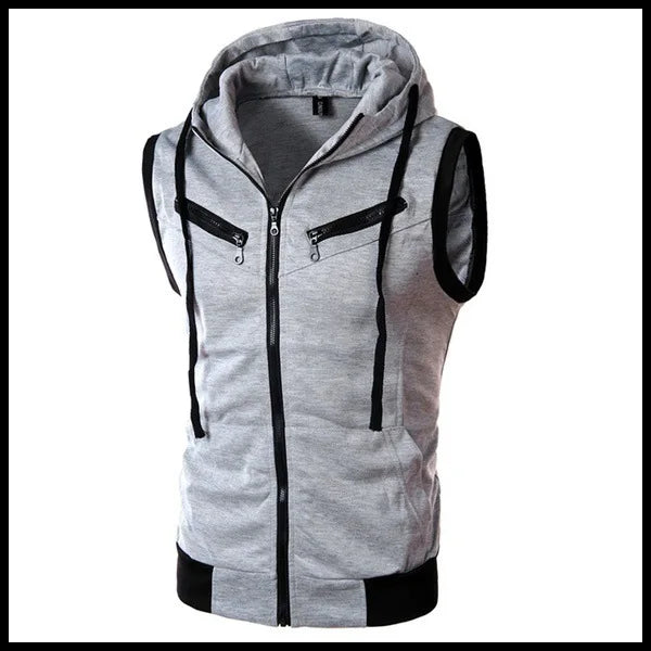 Men Summer Hooded Zipper Vest Mens Clothes Camouflage Tank Top Fitness Sweatshirt Sportswear Clothing Sleeveless Tanktop