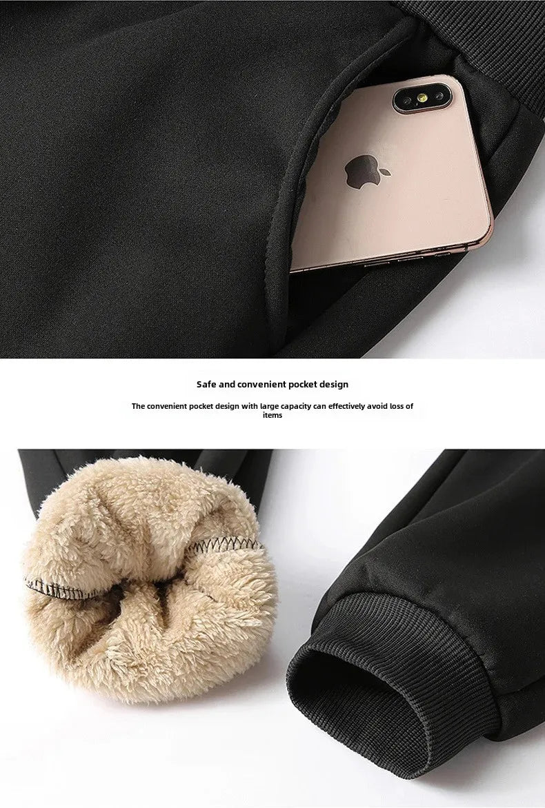 Winter Thickened Fleece-Lined Casual Pants Men's Loose-Fit Sweatpants Trendy Youth Sweatpants Bunched Feet Pants Casual Pants