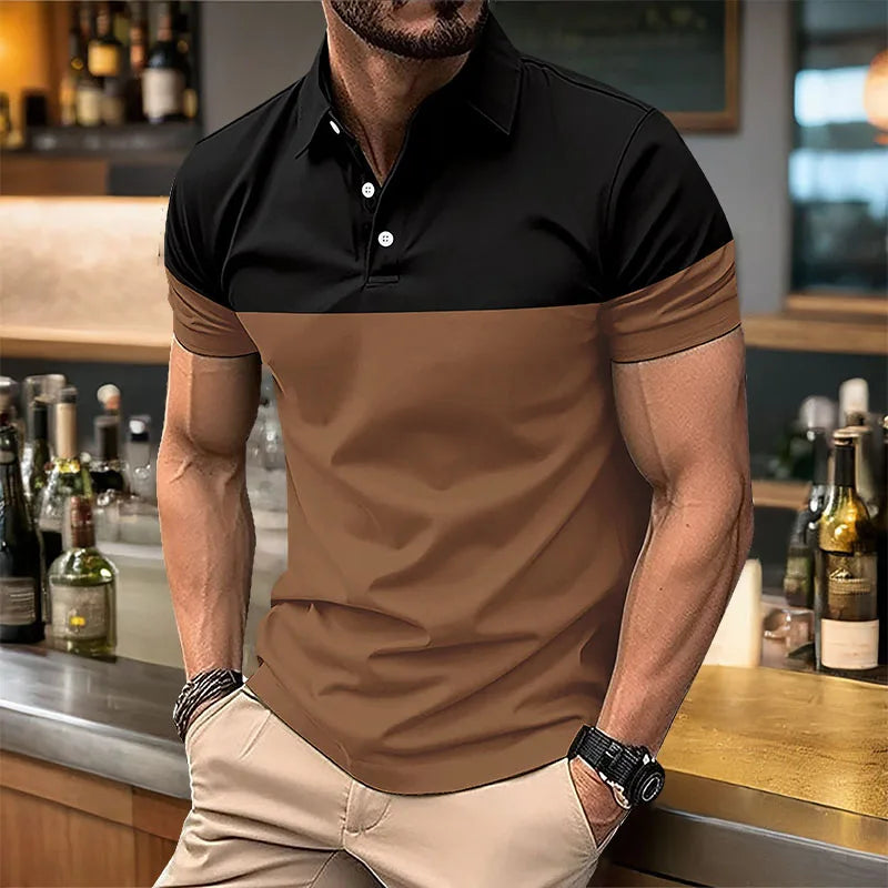 Summer Men's Short sleeved Polo Shirt Business Casual Collar T-shirt Plus Size Breathable Top European and American Plus size