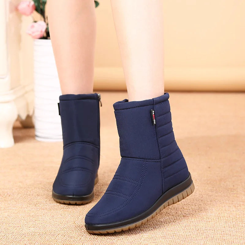 Waterproof Snow Boots Women Winter Shoes Non-slip Cold Winter Women Ankle Boots Non-slip Ladies Cotton Shoes Big Size 42 DX036