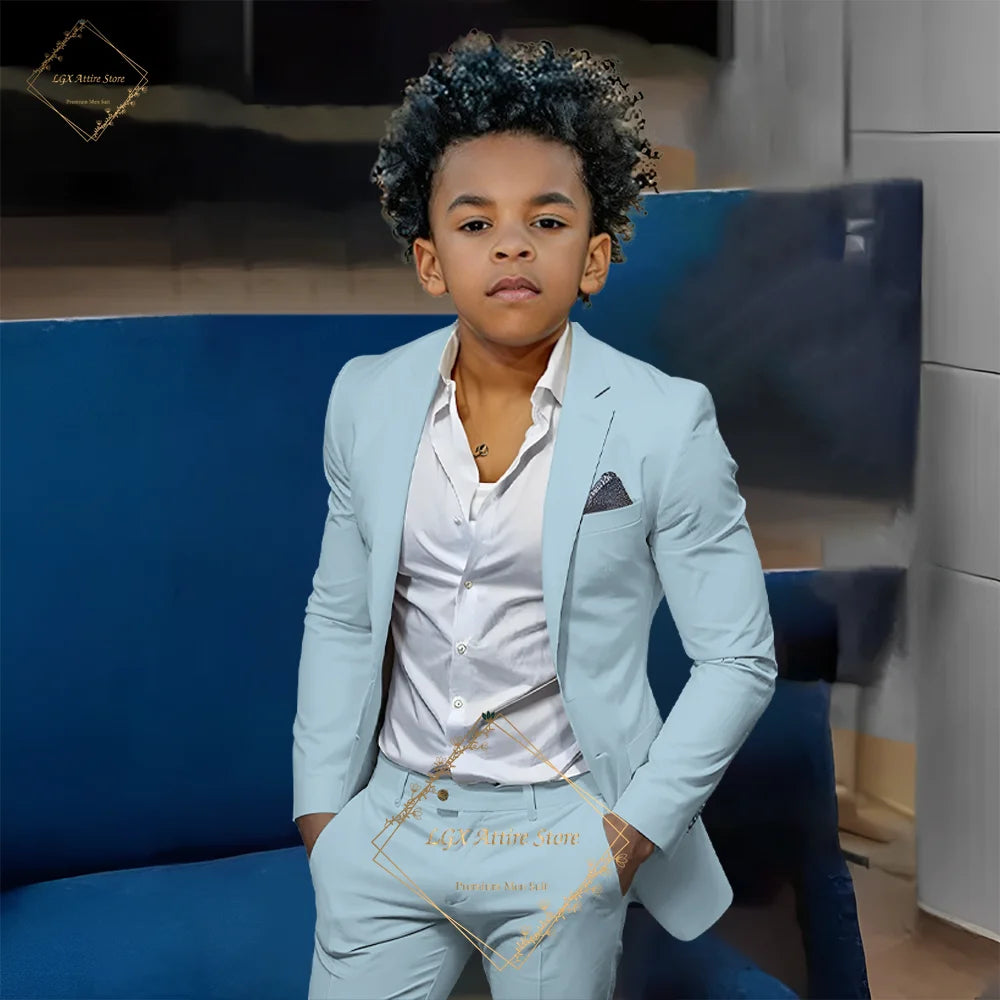 Kids' Orange Single-Breasted Suit (Jacket + Trousers) – Stylish Slim Fit, Perfect for Weddings & Cocktail Parties