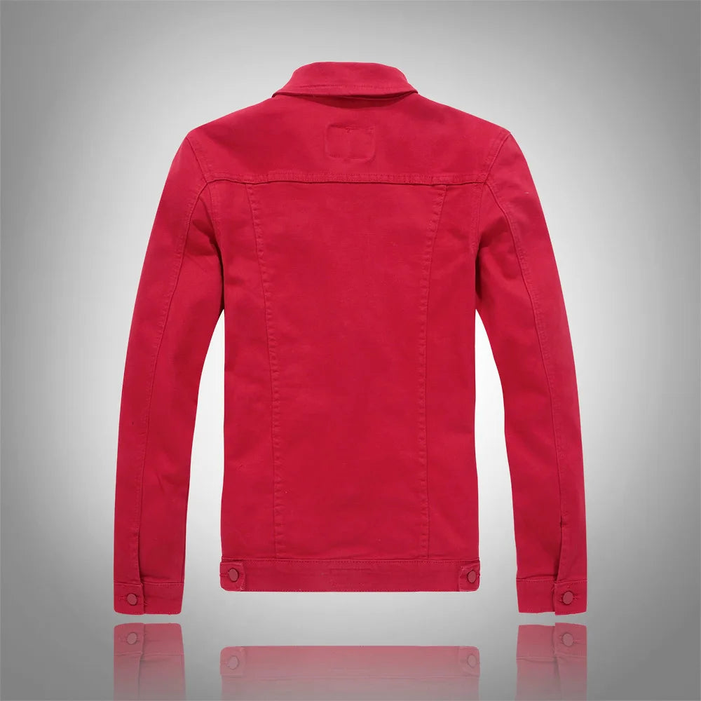 Men Pink Denim Jackets Outwear Slim Fit Denim Coats New Fashion Male Cotton Casual Jeans Jackets Streetwear Jean Coats Size 4XL