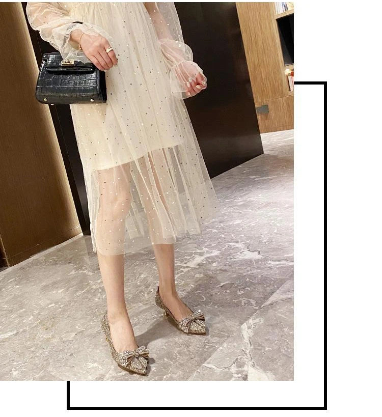 Women's Summer Footwear Stilito Rhinestone Shoes for Woman 2024 with Wedding Bride Genuine Mark Chic and Elegant A Comfortable E