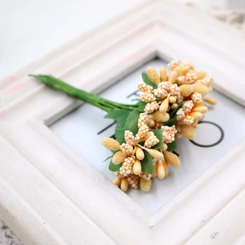 12pcs pearl Berry Artificial Stamen Flower For Wedding Home Decoration Pistil DIY wreath Scrapbooking Craft Fake Flowers