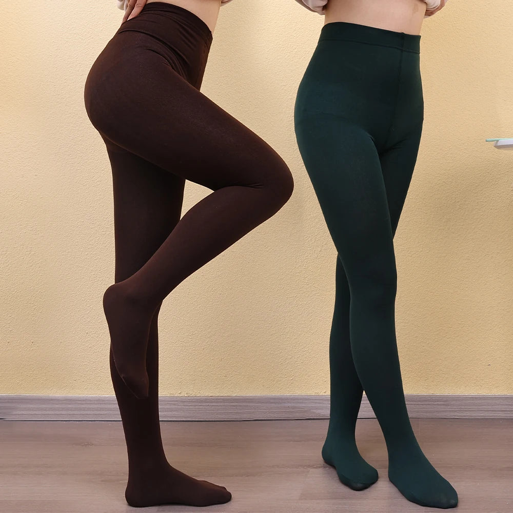 Winter Warm Women's Leggings Thermal Pants Polar Pantyhose Sock Lined Pants Velvet Tights Skin Effect High Waist Wool Leggings