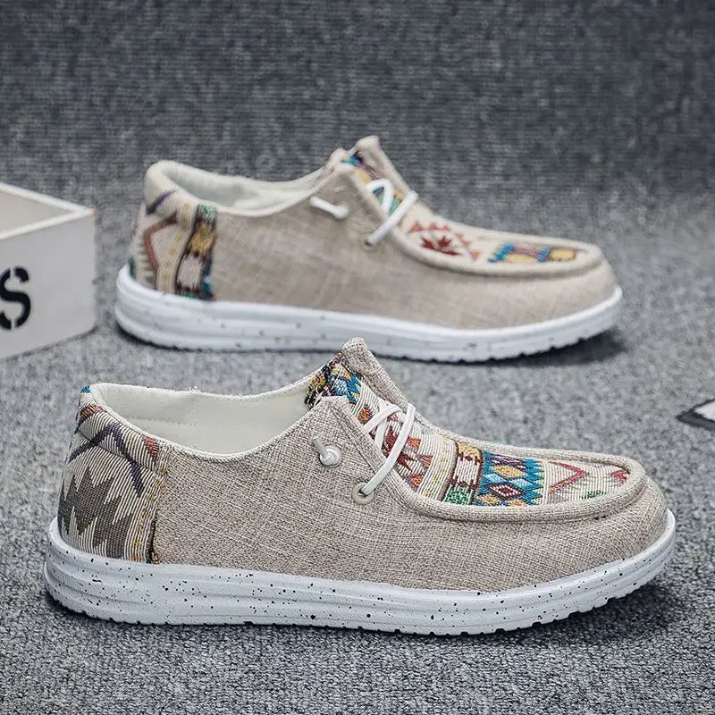 Sneakers Ethnic Style Wear to Work Men's Casual Shoes Round Toe Non Slip Male Shoe Fashion 2025 Luxury Sale Low Price Deals On