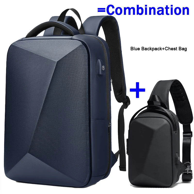 Swiss Men‘s 15.6 Inch Laptop Backpack Expandable PC Hard Shell Bag TSA Anti-theft Waterproof Backpacks USB Business Travel Bag