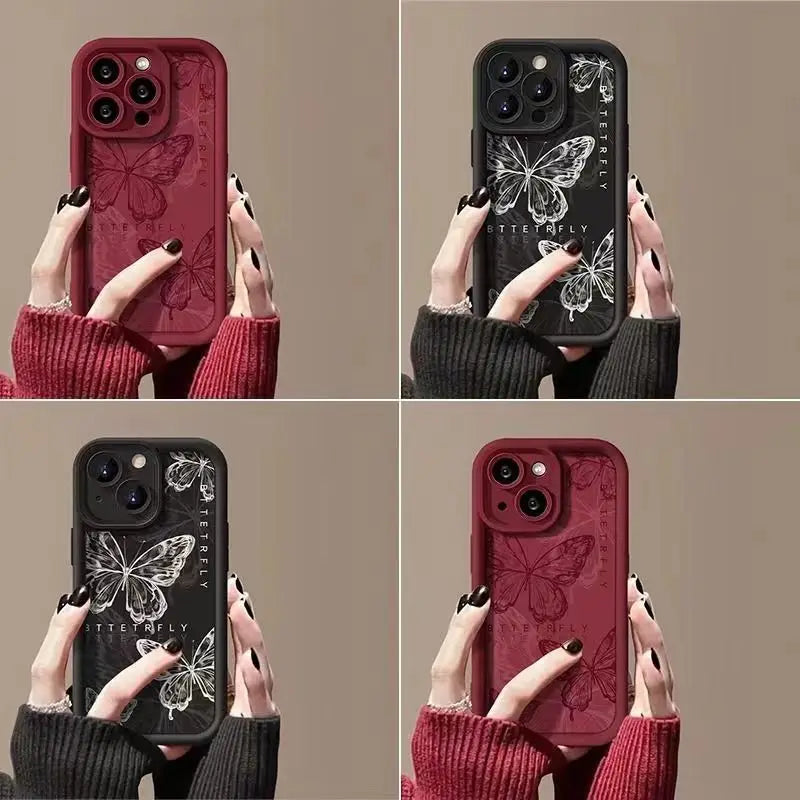 Purple Butterfly Silicone Couple Phone Case For Xiaomi Redmi 9A 9C 10 10C 12 12C K30 K40 K50 Note 10 11 12 13 Pro 5G Cover