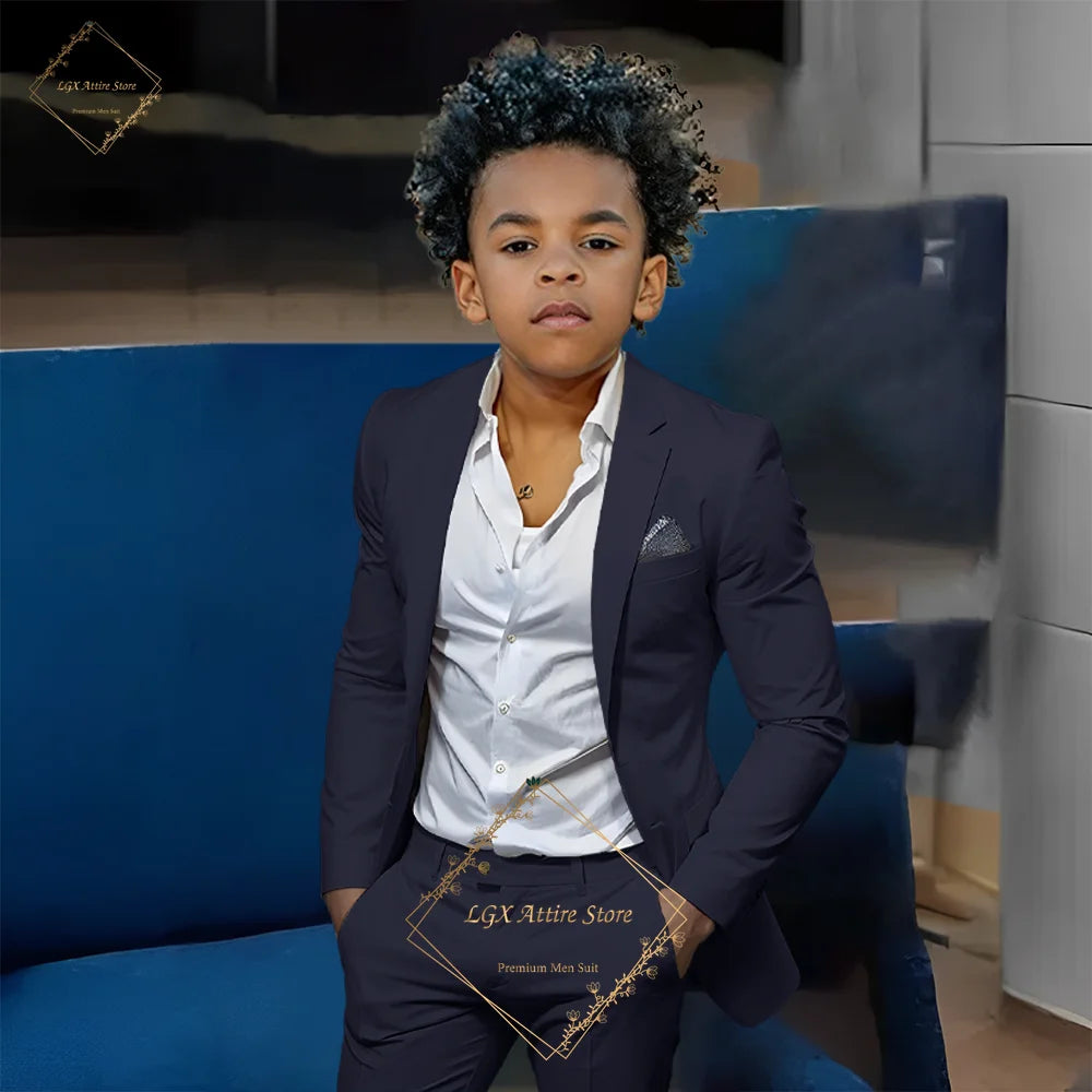 Kids' Orange Single-Breasted Suit (Jacket + Trousers) – Stylish Slim Fit, Perfect for Weddings & Cocktail Parties