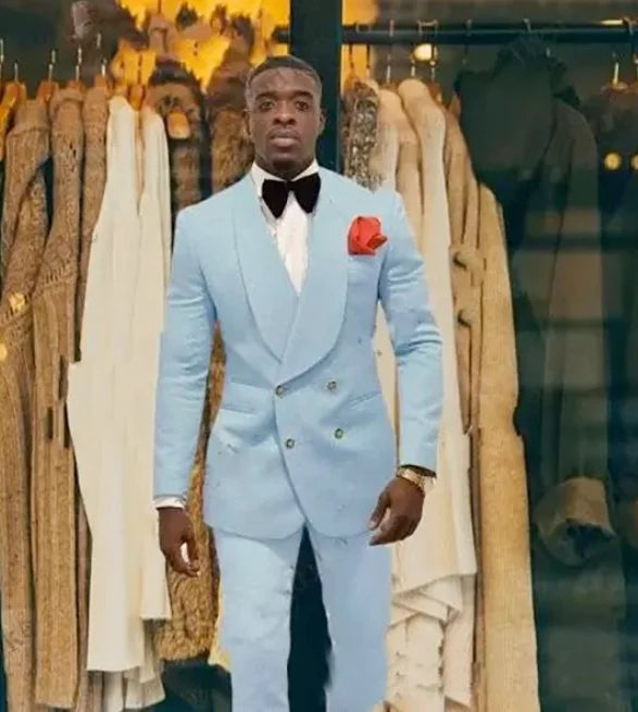 Custom Pour Hommes Made Groomsmen White Pattern Groom Tuxedos Shawl Lapel Suits 2PCS Wedding ( Jacket+Pants )Costume Homme