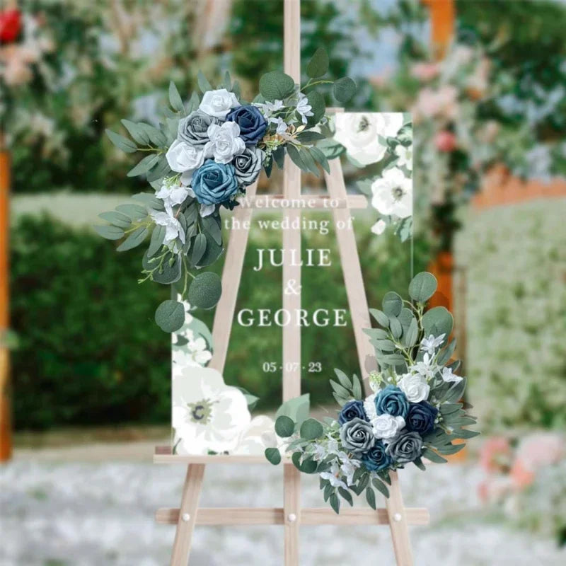 Hot Selling Blue and White Rose Artificial Bouquet High-end Wedding Table Staircase Decoration Handmade DIY Finished Product