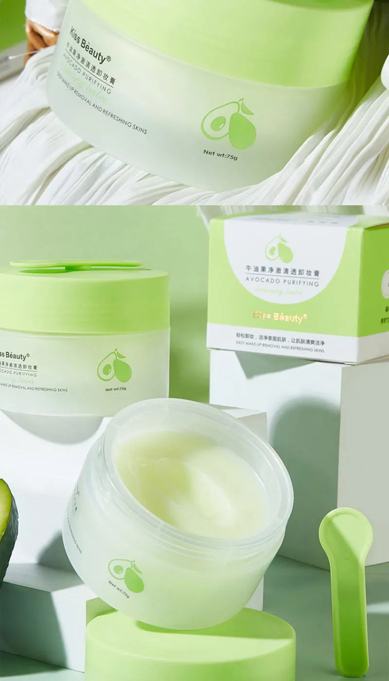 Kiss Beauty Avocado Cleansing Cream - 3-in-1 Eye, Lip, and Face Cleanser, Gentle and Thorough,Take off all your makeup