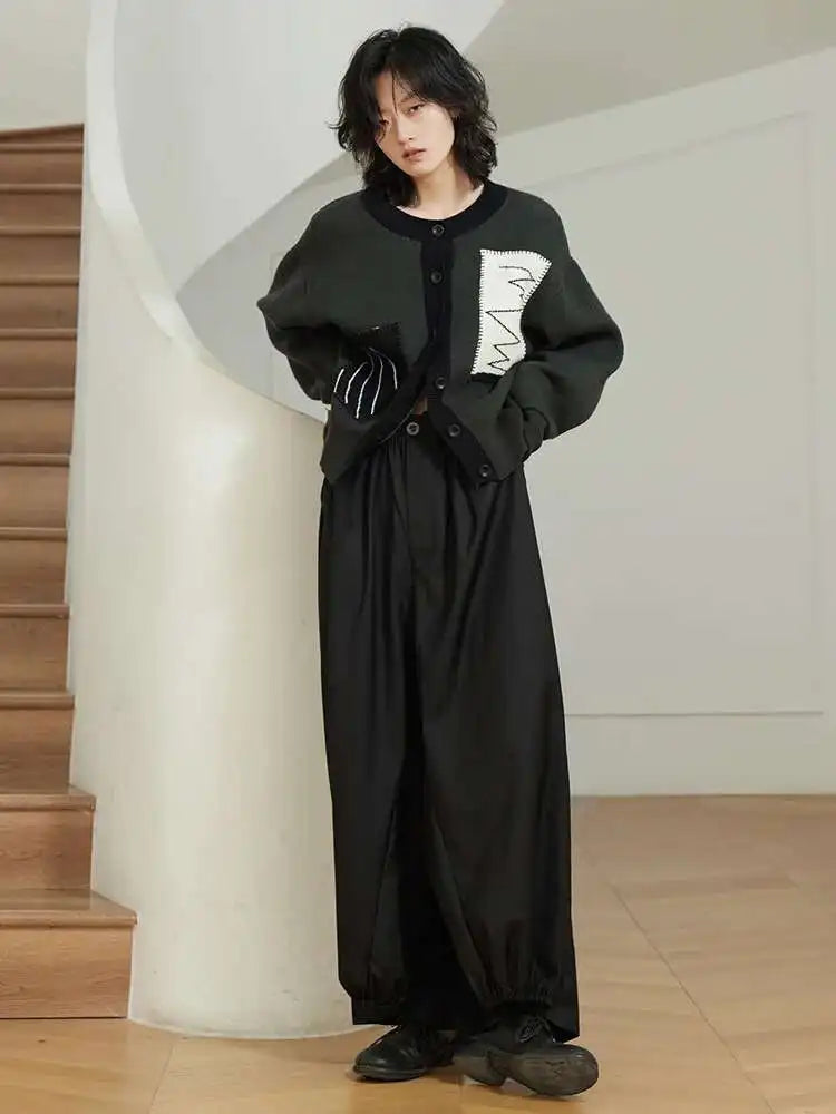 EAM High Waist Two Ways Wear Black Wide Leg Long Pants New Loose Fit Trousers Women Fashion Tide Autumn Spring 2025 1DF3635