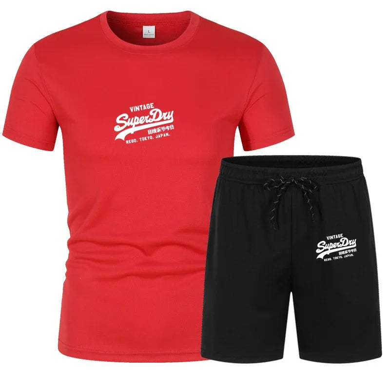 Men's summer sportswear tops, T-shirts, sports shorts, 2025 new T-shirt sets, quick-drying clothes