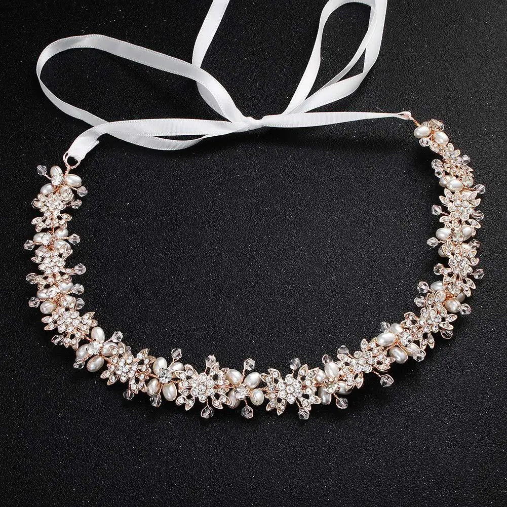 Bridal Wedding Headbands Full Pearl and Rhinestones Tiaras Hairbands For Women Bride Bridal Wedding Hair Accessories Jewelry