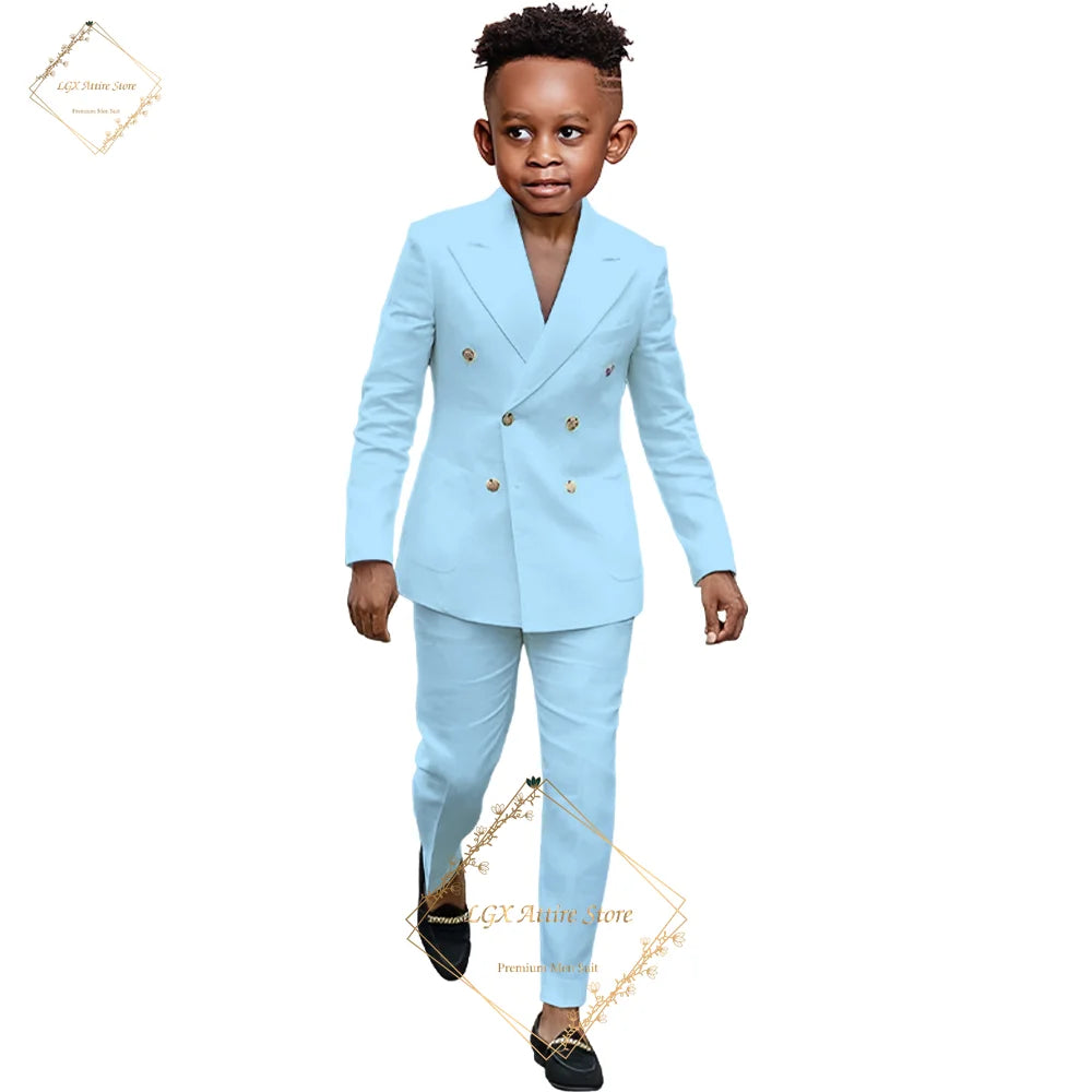 Boys suit 2 piece suit - custom made for 2~16 year old children double breasted peak lapel formal occasion slim fit suit