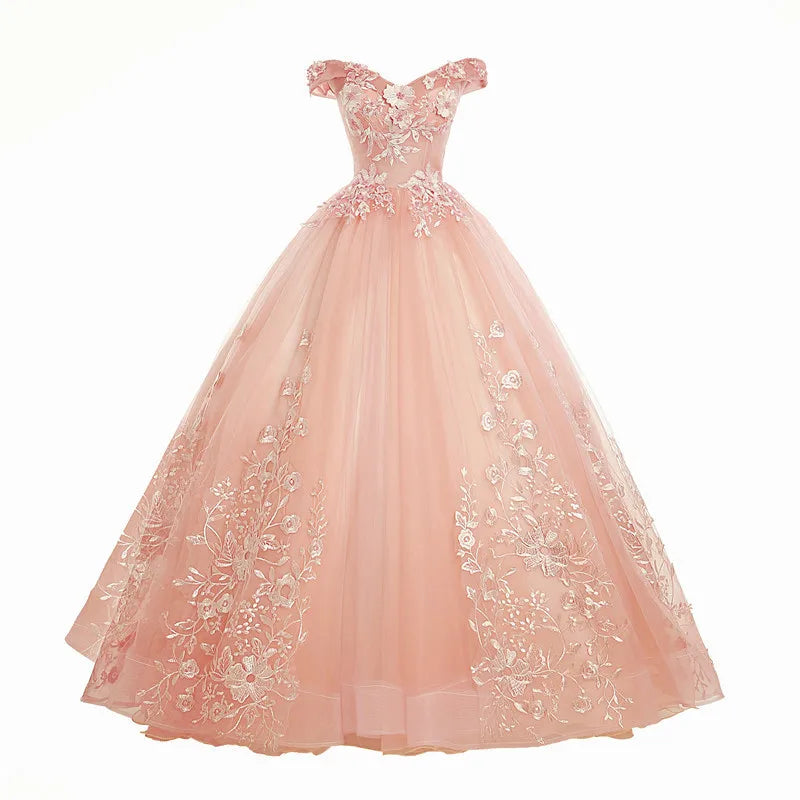Luxury 15 Quinceanera Dresses Ball Gown Puffy Long Lace Appliques Prom Dress Customized Student Show Graduation Host Party Dress