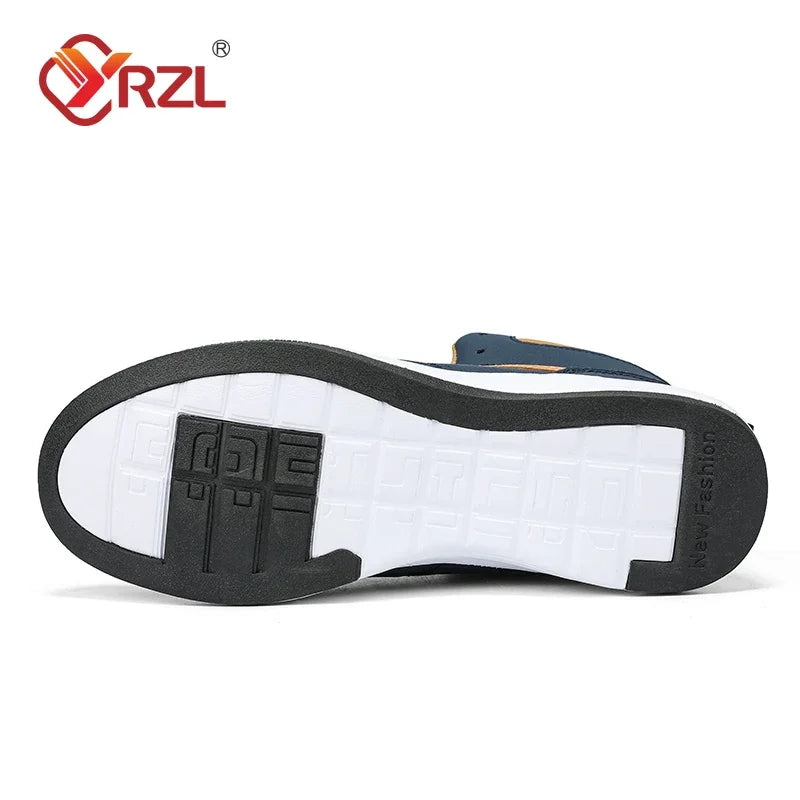 YRZL Men Shoes Spring Autumn Hight Top Waterproof Walking Sneakers Leisure Male Leather Sports Shoes Non-Slip Shoes for Men