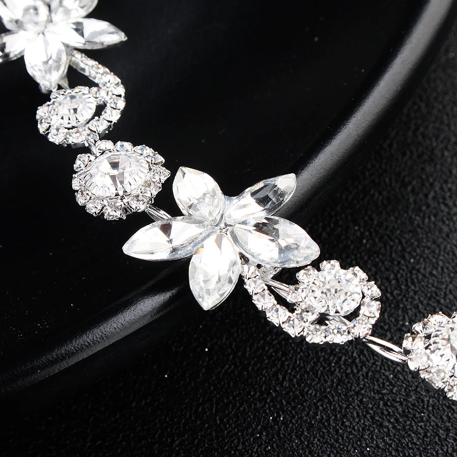 Bridal Wedding Hair Accessories Crystal Flower Pearl Headband for Women Hair Jewelry Party Bride Headpiece Bridesmaid Gift