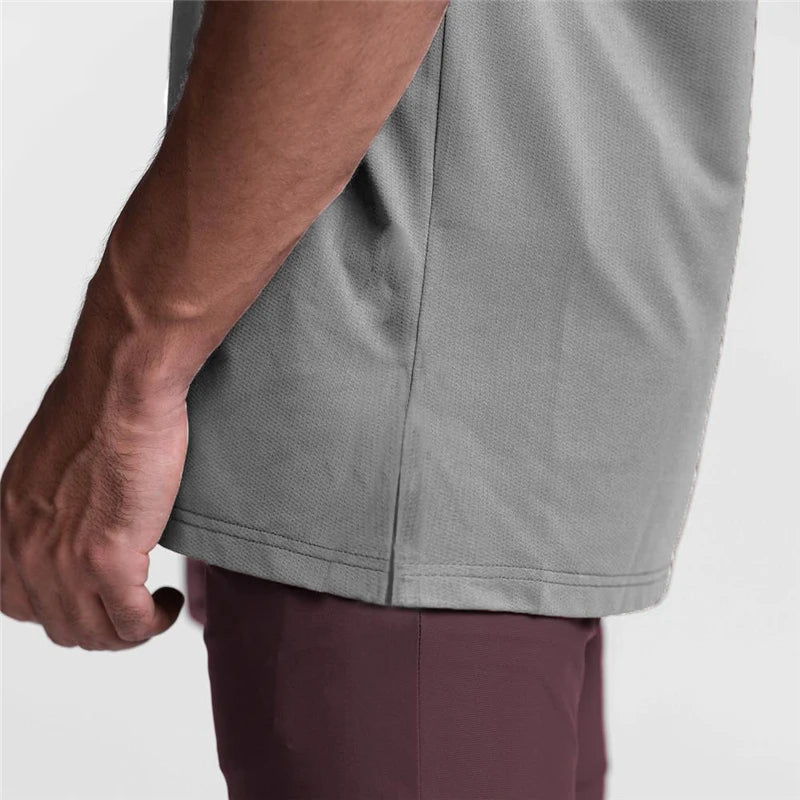 Summer Fashion Fitness Tank Top Men Sports Vest Gym Clothing Bodybuilding Muscle Exercise Running Quick Dry Sleeveless T-Shirt