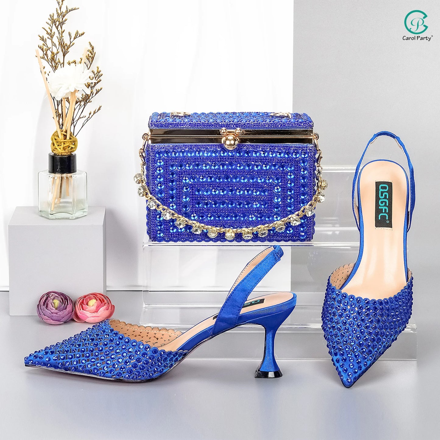 Italian Design Wedding Party Shoes & Small Box Bag Comfortable Noble Thin Heels Sexy Single Shoes Mesh Breathable Women's