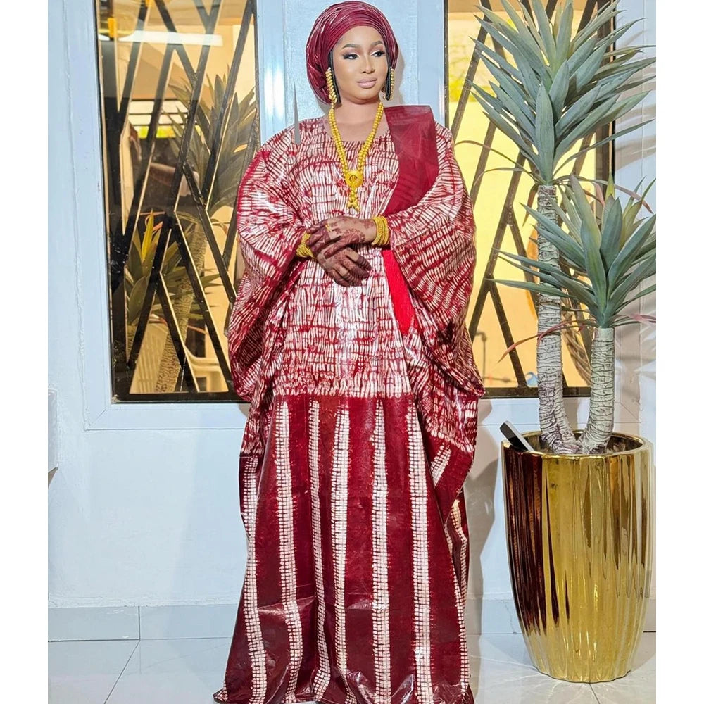 African Printed Riche Long Dresses For Nigeria Women Ankara Wedding Dashiki Robe Boubou Clothing Women Long Dress Guipure Robe