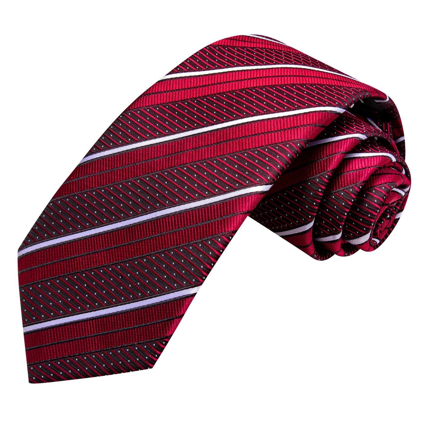 Hi-Tie Striped Burgundy Blue Black Men Elegant Necktie Handkerchief Cufflinks 3PCS Set Fashion Classic Silk Luxury Tie for Man