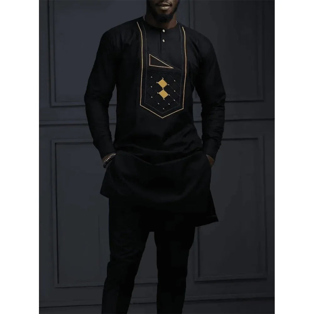 2025 new traditional men's suit luxury gentleman's shirt suit casual travel banquet men's two-piece set fashionable men's suit