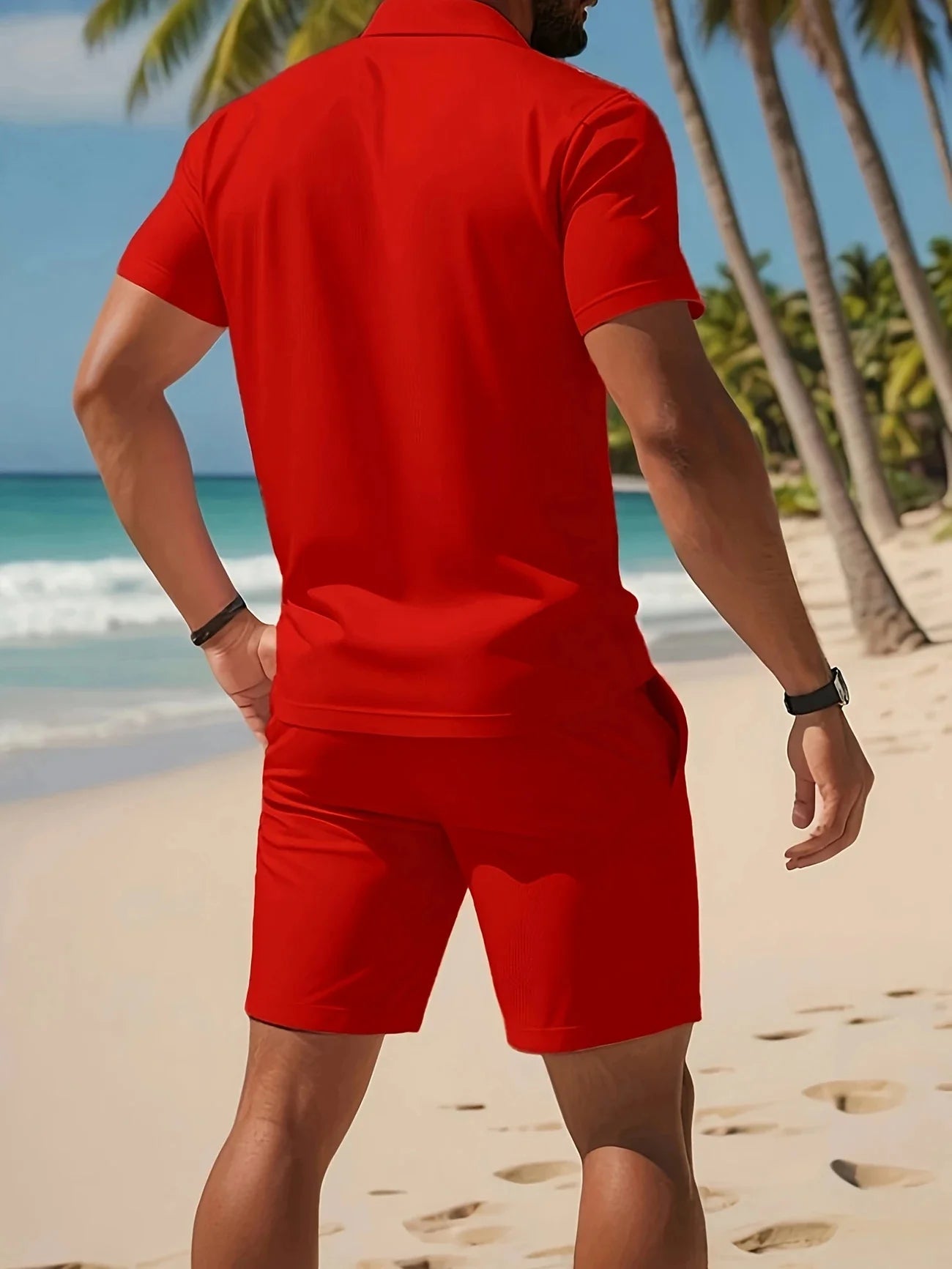 A Two-Piece Set of High-Quality Men's Summer Shorts and Sleeveless Tops, Suitable for Daily Wear and Beach Casual Wear