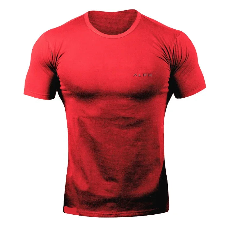Men's Summer Skinny Short Sleeve Casual T-Shirt Male Gym Fitness Sport Running Workout Tight Tee Cotton Tops Sweatshirt Clothing