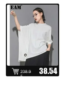 EAM High Waist Two Ways Wear Black Wide Leg Long Pants New Loose Fit Trousers Women Fashion Tide Autumn Spring 2025 1DF3635