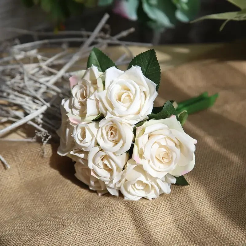 9 Head Artificial Bouquet Rose Bouquet Wedding Decor Artificial Flower Home Decoration Accessories Silk Flowers
