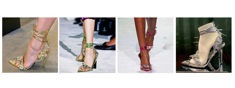 New Sandals Women High-Heeled Rhinestone Wedding Shoes Women Pointed Toe Sandalias Female High Heels sandalias de las mujeres