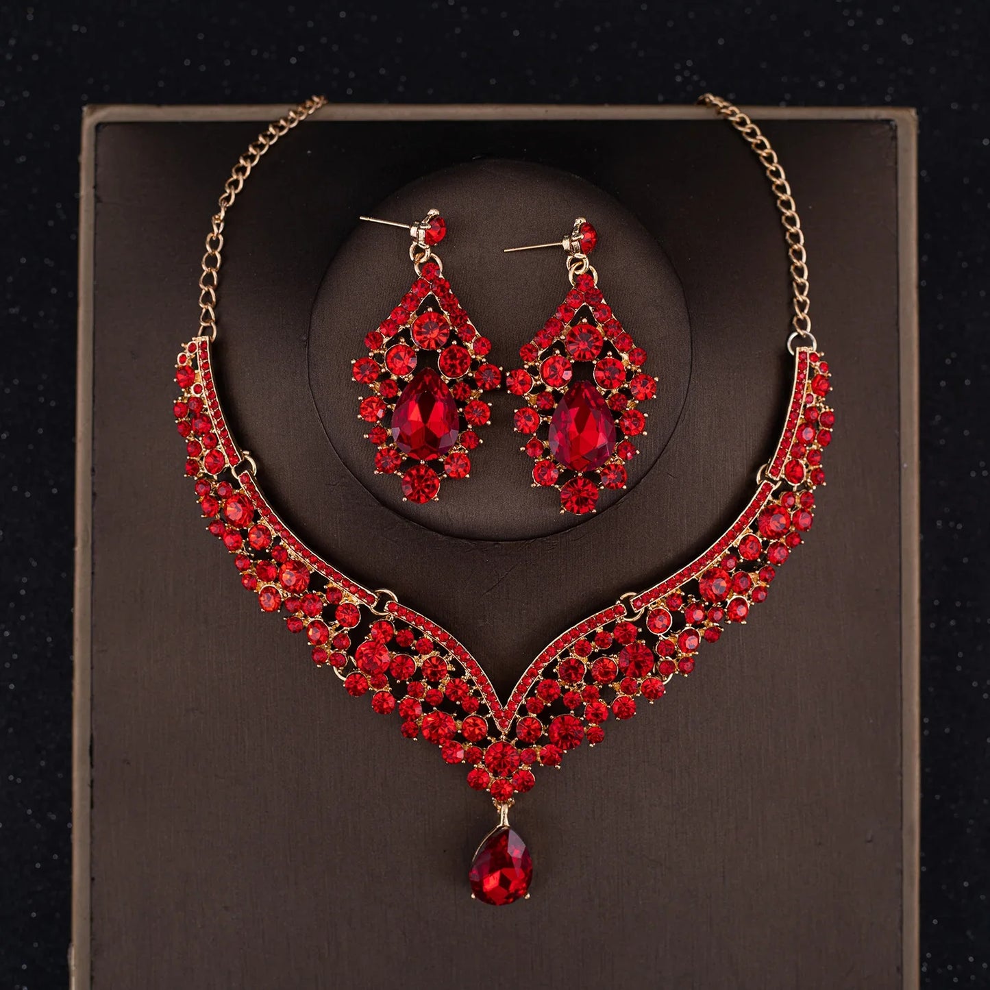 3Pcs Crystal Crown Necklace Earring Set Baroque Rhinestone Bridal Jewelry Set Bridal Wedding Hair Accessories Jewelry Crown Gift