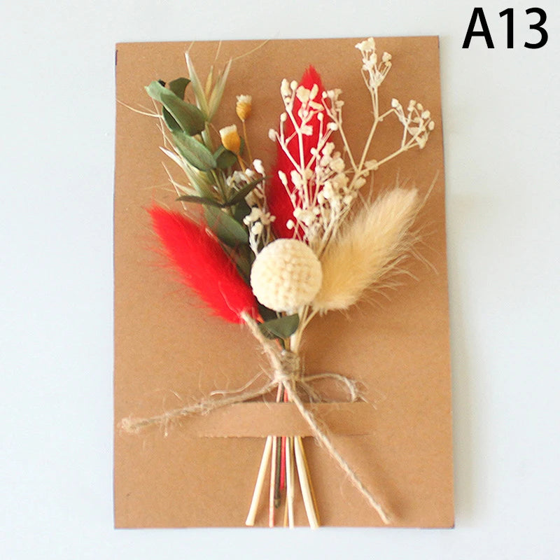 1pc Mini Natural Dry Flowers Bouquet Bridesmaid Boutonnieres Christmas Wedding Decor Valentine's Day DIY Floral Materials