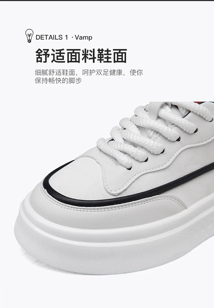 2025 New style fashionable and trendy white sneakers, versatile board shoes, thick-soled height-increasing casual men's shoes